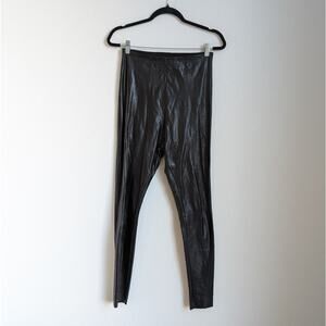 Commando Black Faux Leather Stretch Shaping Smoothing Waist Legging Pants, sz L